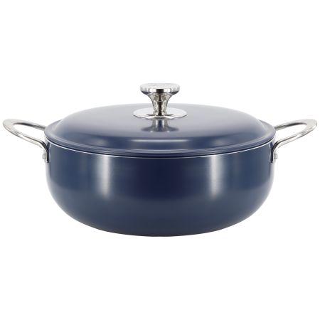 Oster Cartagena 7.4 Quart Nonstick Aluminum Caldero with Lid in Dark Blue