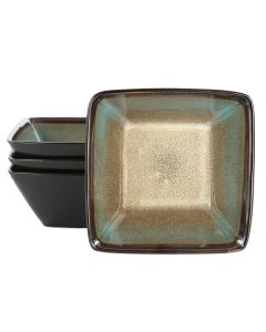 Hometrends Tequesta 4 Piece 6 Inch Square Stoneware Bowl Set in Taupe