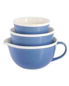 Gap Home 3 Piece Stoneware Two Tone Mixing Bowl Set in Light Blue