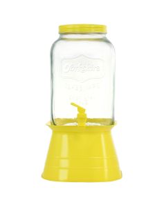 Gibson Home Chiara 2 Gallon Mason Cold Drink  Dispenser with Yellow Metal Base and Lid