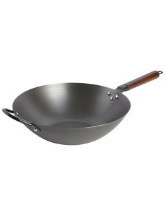 Babish 14 Inch Carbon Steel Flat Bottom Wok in Black