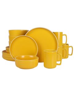 Gap Home 16 Piece Round Stoneware Dinnerware Set in Solid Matte Yellow