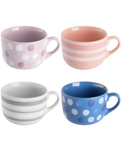 Mr. Coffee Cappuccino Bliss 4 Piece 23 Ounce Stoneware Latte Cup Set in Assorted Designs