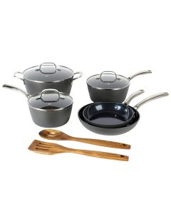 Kenmore Elite 10 Piece Aluminum Diamond-Infused Ceramic Nonstick Cookware Set in Blue