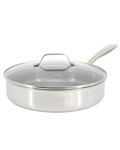 Oster Modessa 4.5 Quart Nonstick Triply Stainless Steel Saute Pan with Honeycomb Design in Silver