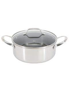 Oster Modessa 4.5 Quart Nonstick Triply Stainless Steel Dutch Oven with Honeycomb Design in Silver