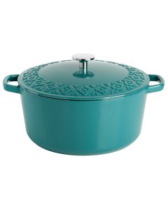 Spice by Tia Mowry Savory Saffron 3.9 Quart  Enameled Cast Iron Dutch Oven with Lid in Teal