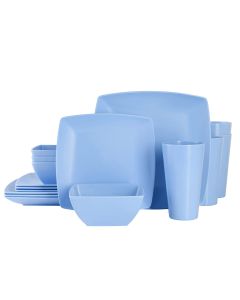 Gibson Home Grayson 16 Piece Melamine Dinnerware Set in Blue