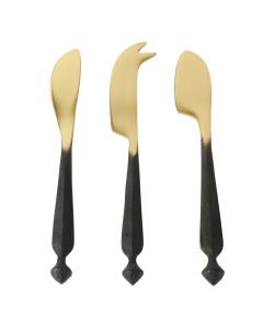 Cravings By Chrissy Teigen 3 Piece Brass Cheese Knife Set with Black Handles