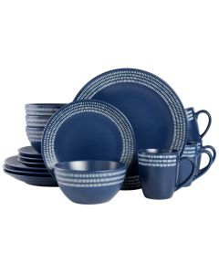 Gap Home 16 Piece Stoneware Dinnerware Set in Blue with White Rim