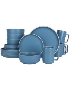 Gap Home 16 Piece Round Stoneware Dinnerware Set in Solid Matte Light Blue